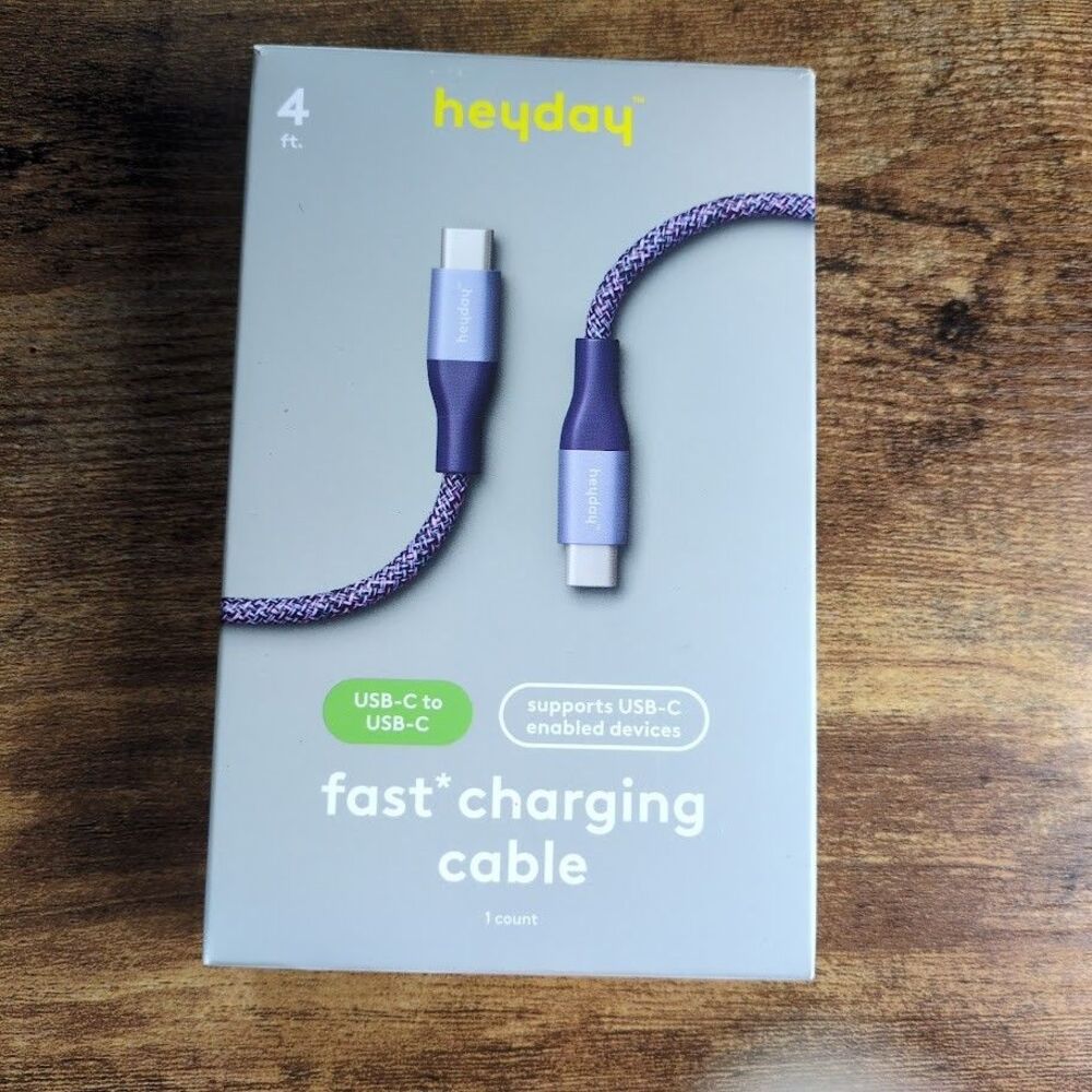 heyday USB-C to USB-C 4FT SOFT TOUCH Cable Fast Charging Cable